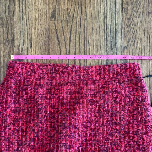 Donna Karan Bare Necessities Red Pink Purple Tweed Metallic Pencil Skirt Sz 8 - Picture 3 of 8